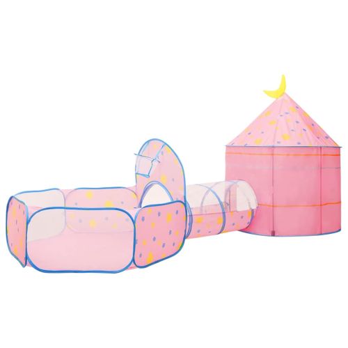 Детска палатка за игра с 250 топки розова 301x120x128 см