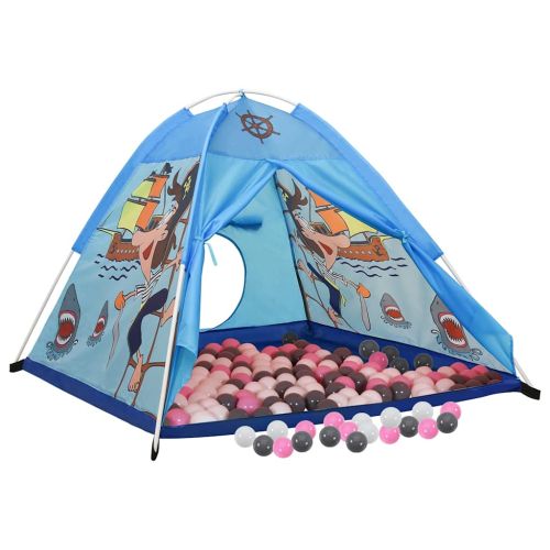 Детска палатка за игра с 250 топки, синя, 120x120x90 см