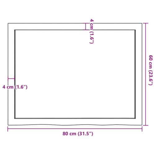 Плот за баня тъмнокафяв 80x60x(2-4) см обработено масивно дърво