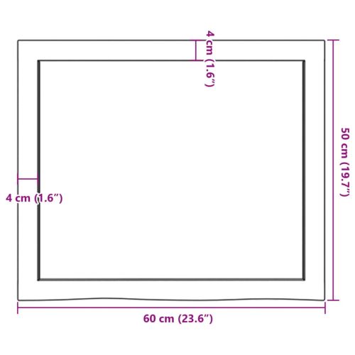 Плот за баня тъмнокафяв 60x50x(2-4) см обработено масивно дърво