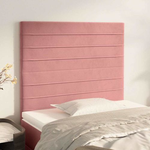 Табла за легло, розова, 90x5x118/128 см, кадифе
