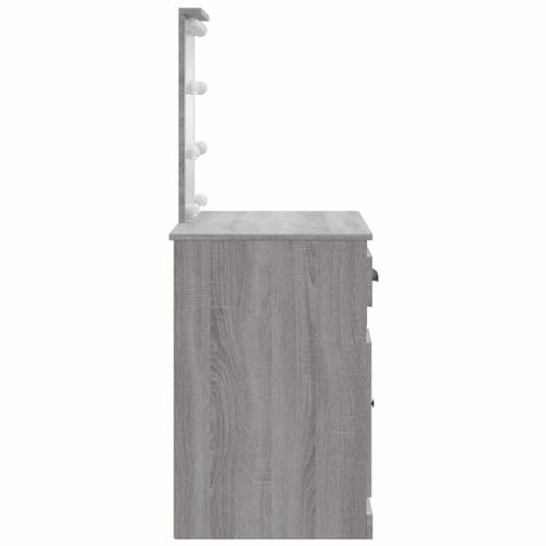 Тоалетка с LED лампи, сив сонома, 90x42x132,5 см