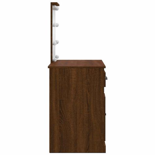 Тоалетка с LED лампи, кафяв дъб, 90x42x132,5 см