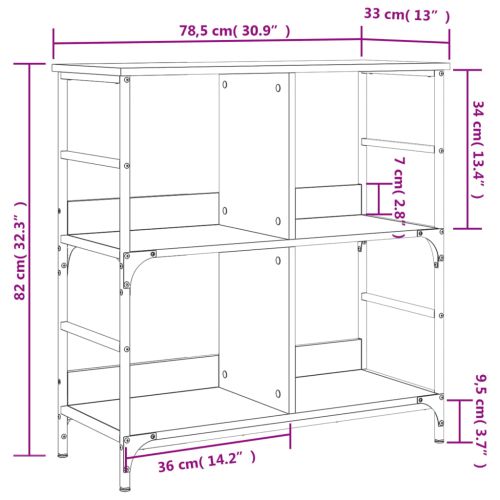 Библиотека сив сонома 78,5x33x82 см инженерно дърво