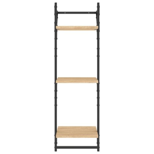 Триетажни стенни рафтове с пръти 2 бр сонома дъб 30x25x100 см