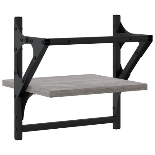 Стенни рафтове с пръти 2 бр сив сонома 30x25x30 см