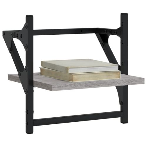 Стенни рафтове с пръти 2 бр сив сонома 30x25x30 см