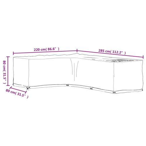 Покривала за ъглови градински мебели 2 бр 18 капси 220x285x80см