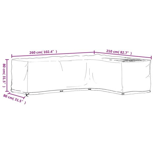 Покривала за ъглови градински мебели 2 бр 16 капси 260x210x80см