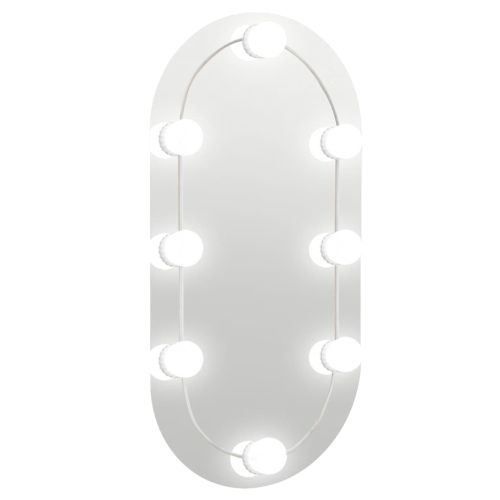 Огледало с LED лампи, 60x30 см, стъкло, овално
