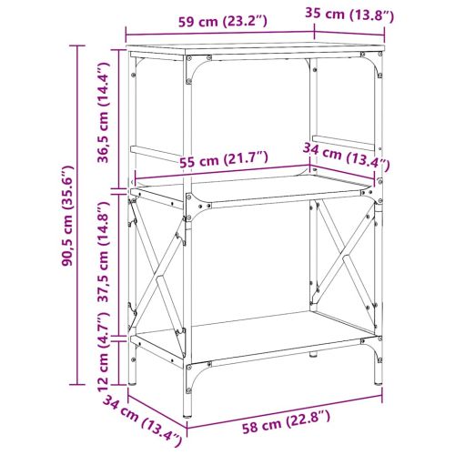 Библиотека 3 рафта сив сонома 59x35x90,5 см инженерно дърво