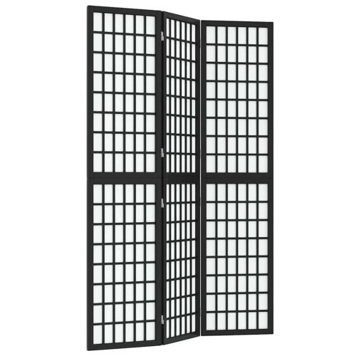 Параван за стая, 3 панела, японски стил, 120x170 cм, черен