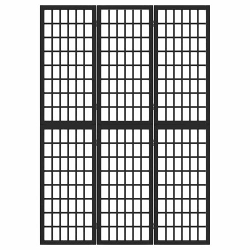 Параван за стая, 3 панела, японски стил, 120x170 cм, черен