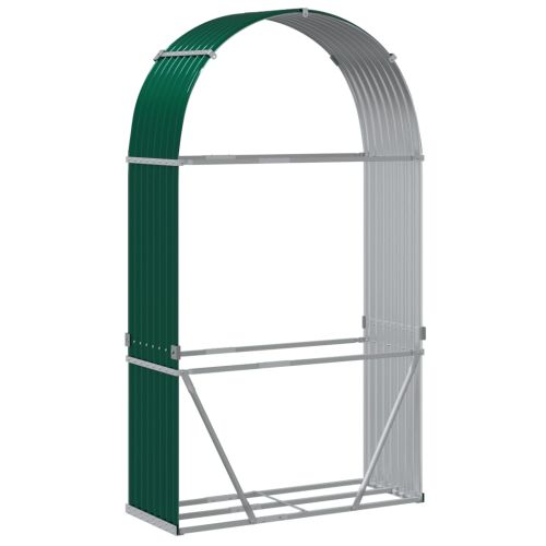 Поставка за дърва, зелена, 120x45x210 см, поцинкована стомана