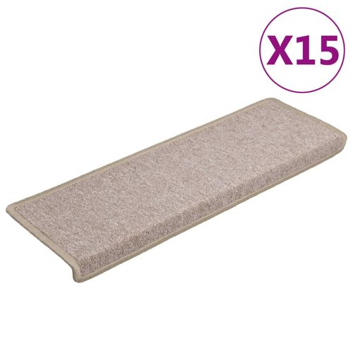 Изтривалки за стълби 15 бр. 65x21x4 см, бежови, правоъгълни, с кант