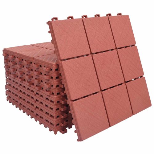 Плочка за decking 10 бр. Червено 30,5 х 30,5 х 2,2 см