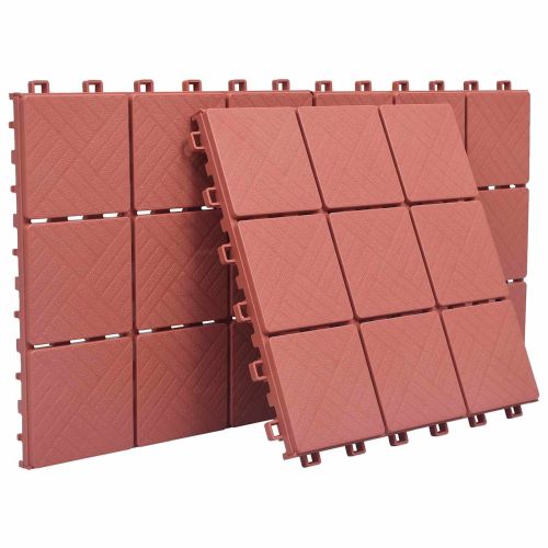 Плочка за decking 10 бр. Червено 30,5 х 30,5 х 2,2 см