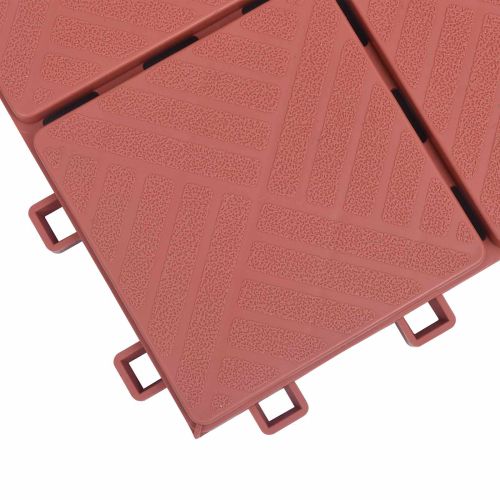 Плочка за decking 10 бр. Червено 30,5 х 30,5 х 2,2 см