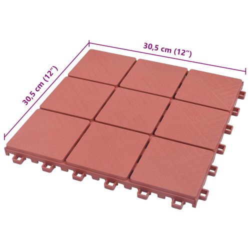 Плочка за decking 10 бр. Червено 30,5 х 30,5 х 2,2 см