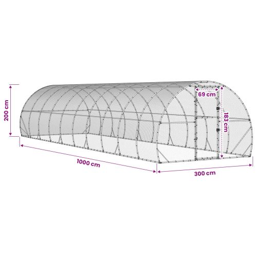 Кокошарник Сребристо 1000 x 300 x 200 см Поцинкована стомана