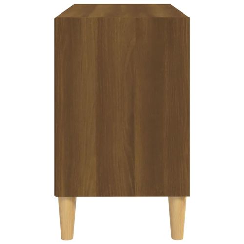 ТВ шкаф с крака от масивно дърво, кафяв дъб, 69,5x30x50 см