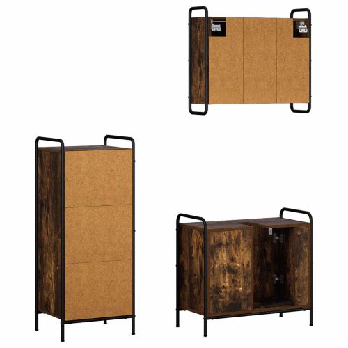 Комплект шкафове за баня 3 бр. Опушен дъб 40 x 36 x 99,5 см