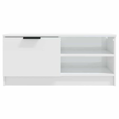 ТВ шкаф бял гланц 80x35x36,5 см инженерно дърво