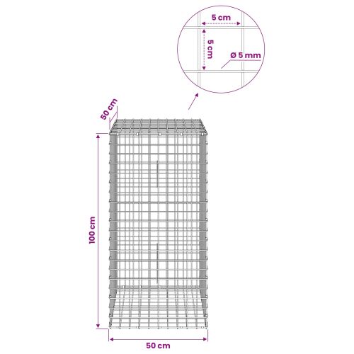 Габион с 5 мм жица и мрежа 5x5 см 50x50x100 см