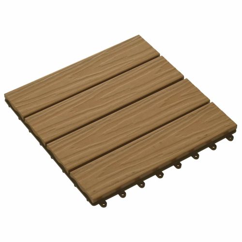 Плочка за decking 3D дизайн 11 бр. Тик 30 x 30 cm WPC