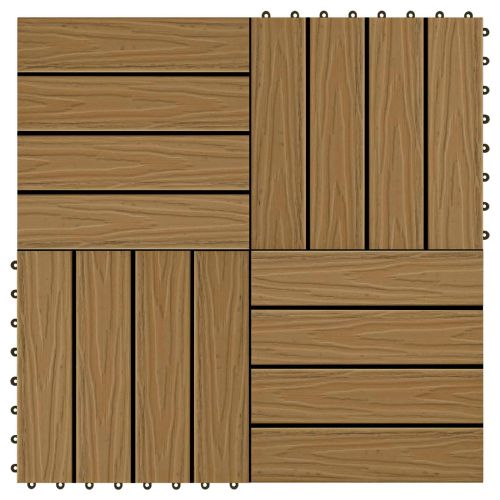 Плочка за decking 3D дизайн 11 бр. Тик 30 x 30 cm WPC