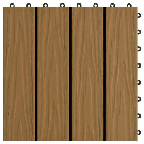 Плочка за decking 3D дизайн 11 бр. Тик 30 x 30 cm WPC
