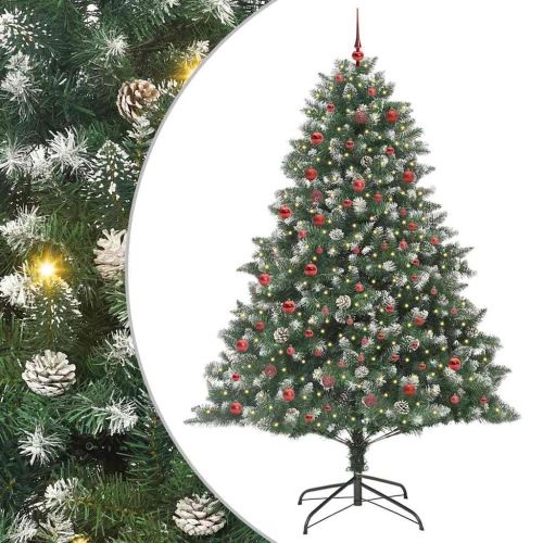 С изкуствено коледно дърво с 300 LED светодиода Зелен 210 cm