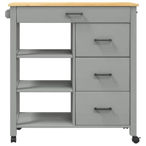 Кухненска количка "MONZA" 84x40x88,5 см сива борово дърво масив