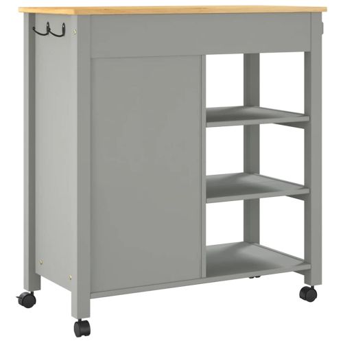 Кухненска количка "MONZA" 84x40x88,5 см сива борово дърво масив