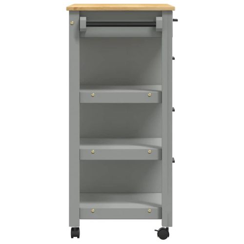 Кухненска количка "MONZA" 84x40x88,5 см сива борово дърво масив