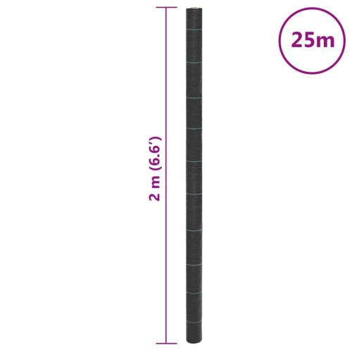 Мембрана против плевели, черна, 2x25 м, PP