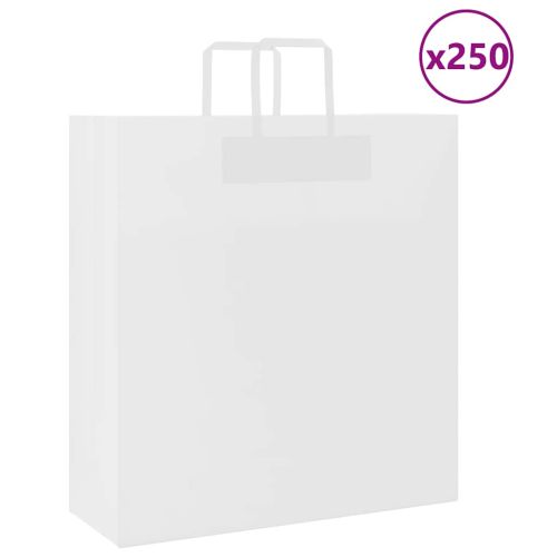 Хартиени торбички 250 бр с дръжки бели 45x17x48 см