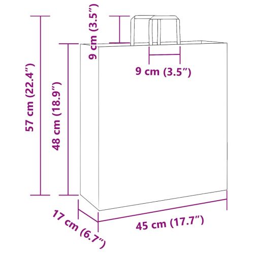 Хартиени торбички 250 бр с дръжки бели 45x17x48 см
