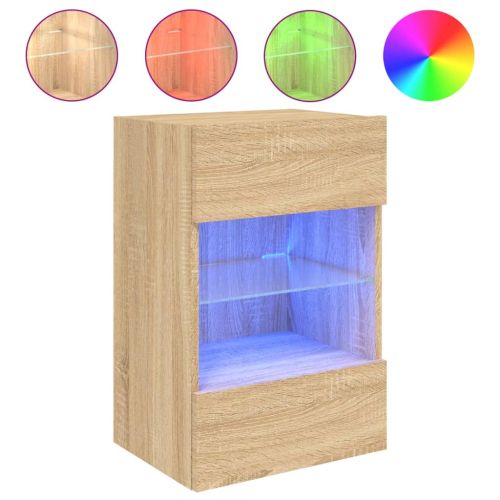 Стенен ТВ шкаф с LED осветление, сонома дъб, 40x30x60,5 см