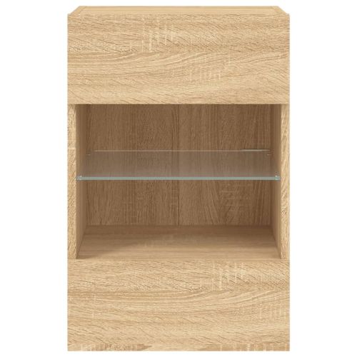 Стенен ТВ шкаф с LED осветление, сонома дъб, 40x30x60,5 см