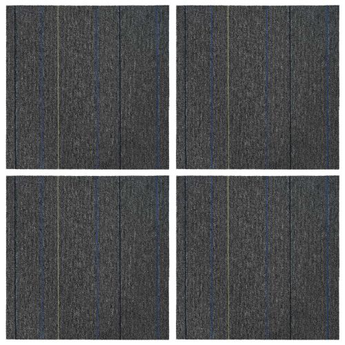 Килимна плочка Средно сиво с ивици 50 x 50 cm 4 бр. ПП и Битум
