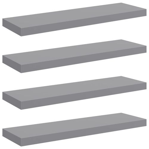 Окачени стенни рафтове, 4 бр, сиви, 80x23,5x3,8 см, МДФ