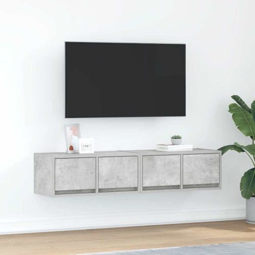 ТВ шкафове 2 бр бетонно сиви 60x31x25,5 см инженерно дърво