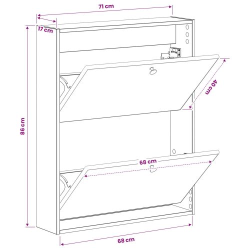 Стенно шкафче за обувки BREDA 71 x 17 x 86 см Бяло