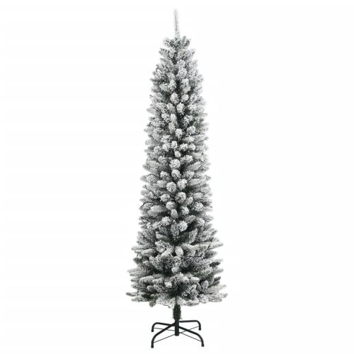 Изкуствена коледна елха, 150 LED и флокиран сняг, 150 см