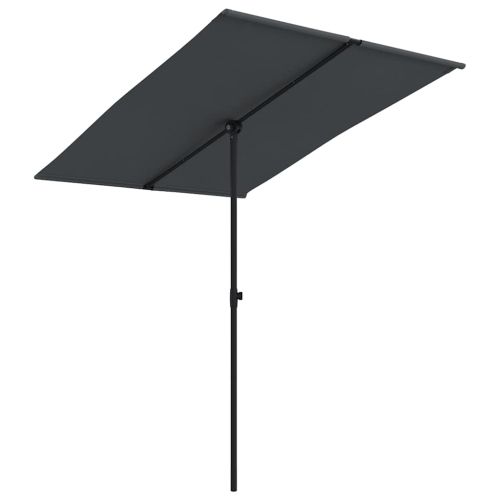Градински чадър с алуминиев прът, 2x1,5 м, черен