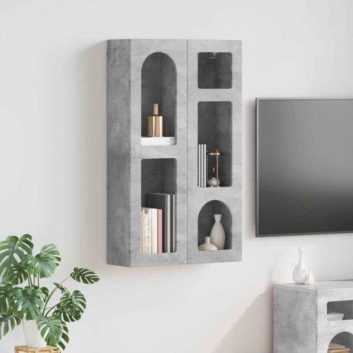Висящ шкаф с рафт ELST Бетонно сиво 59 x 20 x 100 см