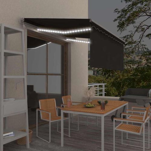Автоматичен сенник с щора LED сензор за вятър 3x2,5 м антрацит