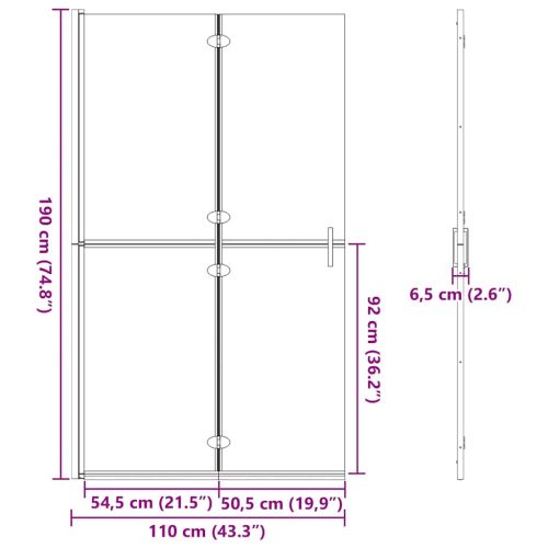 Стена за душ с влизане Златист 110 x 6,5 x 190 см