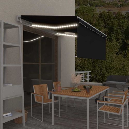 Автоматичен сенник щора LED сензор за вятър 3,5x2,5 м антрацит